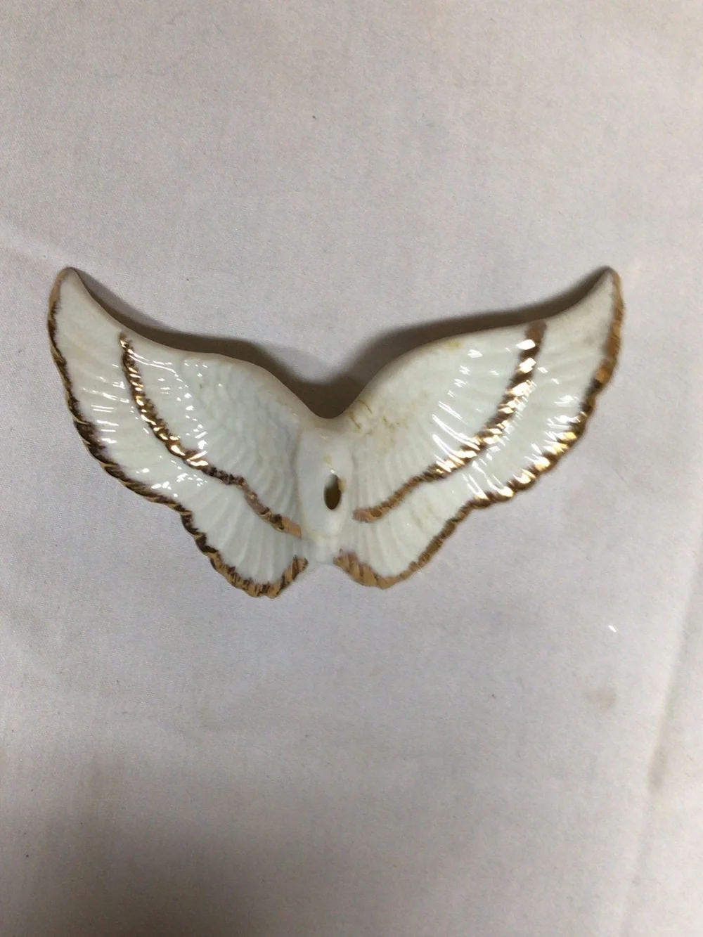 Source Unknown White and Gold Porcelain Angel Figurine